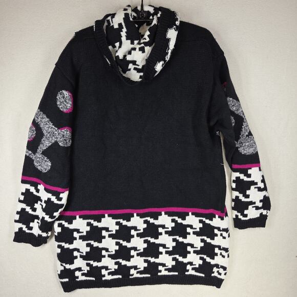 Vtg J B Diffusion Womens Sweater M Black Pink Turtleneck Art To Wear Abstract - Picture 2 of 12